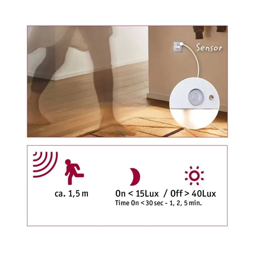 Paulmann 93134 - Spot d'escalier avec détecteur EDGE LED/1,2W 230V chrome mat