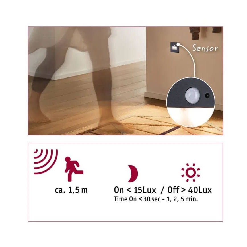 Paulmann 93135 - Spot d'escalier avec détecteur EDGE  LED/1,2W 230V noir