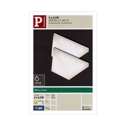 Paulmann 93584 - LOT 2xLED/6,2W IP44 Éclairage de meubles KITE 230V