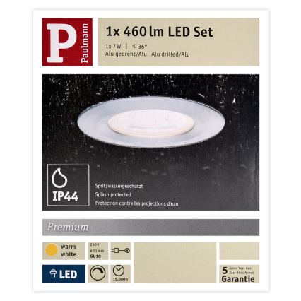 Paulmann 93594 - LED GU10/7W IP44 Luminaire encastré de salle de bain à intensité variable NOVA 230V