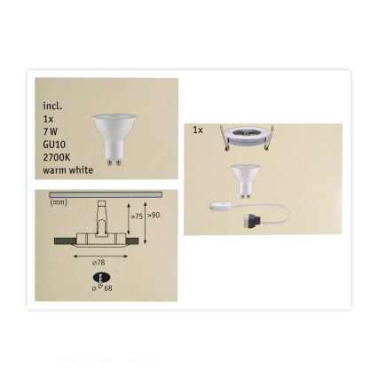 Paulmann 93594 - LED GU10/7W IP44 Luminaire encastré de salle de bain à intensité variable NOVA 230V