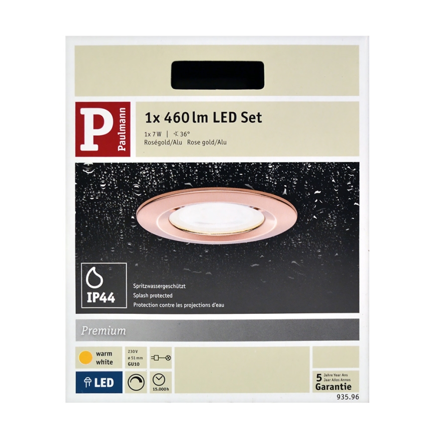 Paulmann 93596 - Spot encastrable LED salle de bain NOVA 1xGU10/7W/230V rosegold