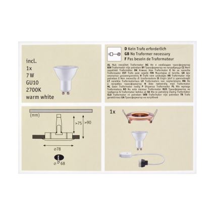 Paulmann 93596 - Spot encastrable LED salle de bain NOVA 1xGU10/7W/230V rosegold