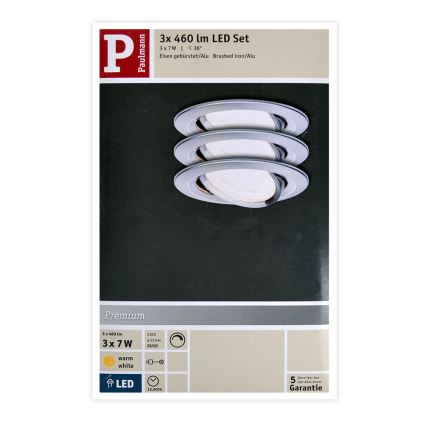 Paulmann 93607 - LOT 3x Luminaire de salle de bain LED à intensité variable NOVA GU10/7W IP23 230V