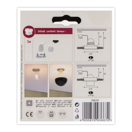 Paulmann 93667 - 1xE27/10W Spot encastrable NOVA 230V chrome mat