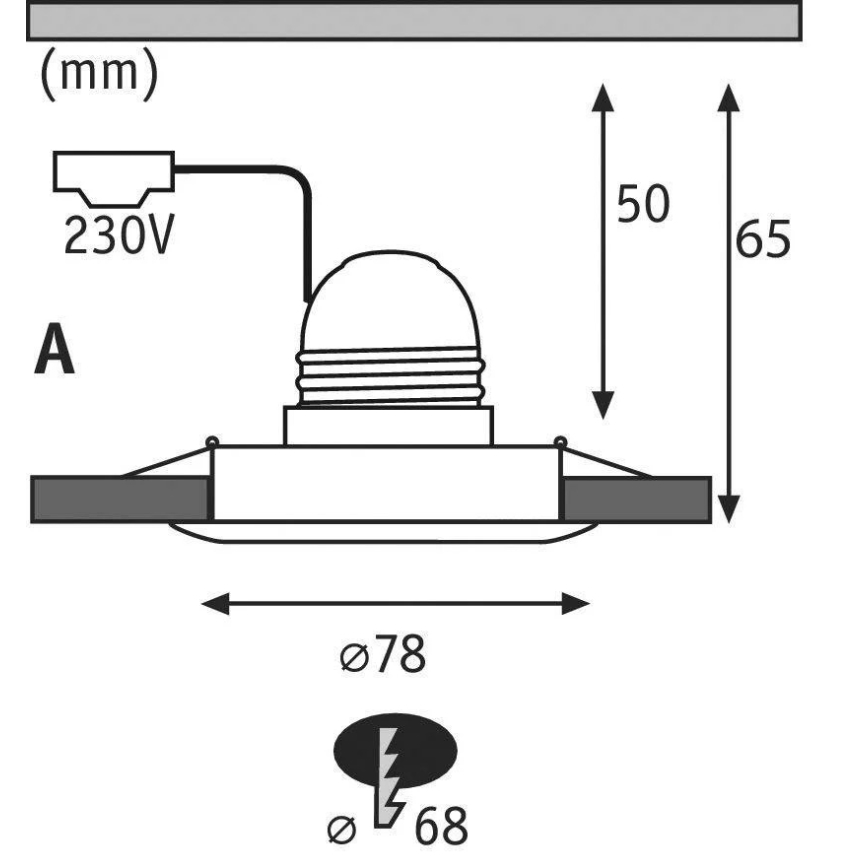 Paulmann 93667 - 1xE27/10W Spot encastrable NOVA 230V chrome mat
