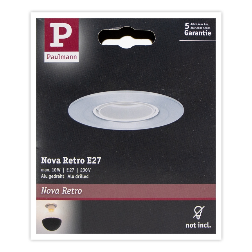 Paulmann 93667 - 1xE27/10W Spot encastrable NOVA 230V chrome mat