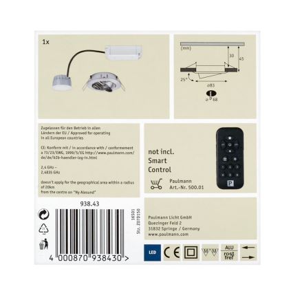 Paulmann 93843 - Luminaire LED encastrable à intensité modulable SMART COIN 1xLED/4,5W/230V