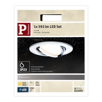 Paulmann 93867 - LED/6,8W IP23 Luminaire encastré pour salle de bains COIN 230V