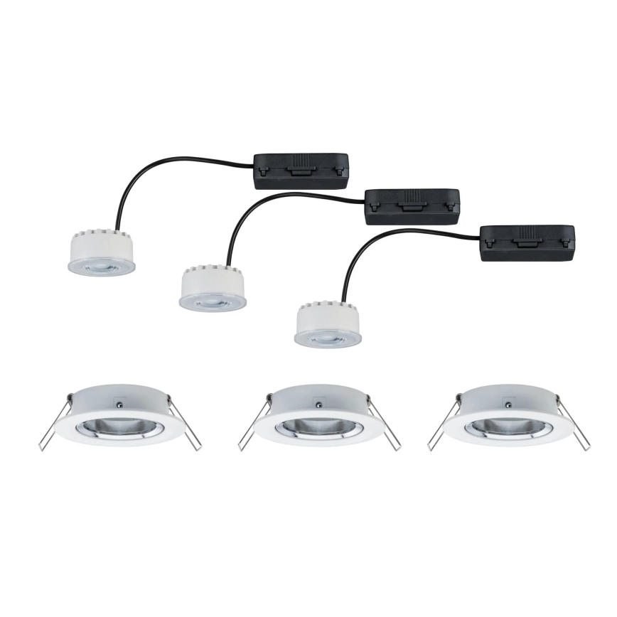 Paulmann 93942 - LOT 3x Spot encastrable salle de bain à intensité variable LED/6,8W IP23 COIN 230V