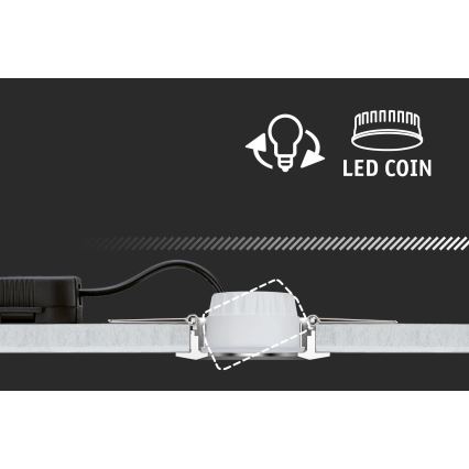 Paulmann 93942 - LOT 3x Spot encastrable salle de bain à intensité variable LED/6,8W IP23 COIN 230V