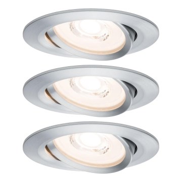 Paulmann 93943 - Lot de 3 spots encastrables LED 6,8 W IP23 dimmables pour salle de bains COIN 230 V