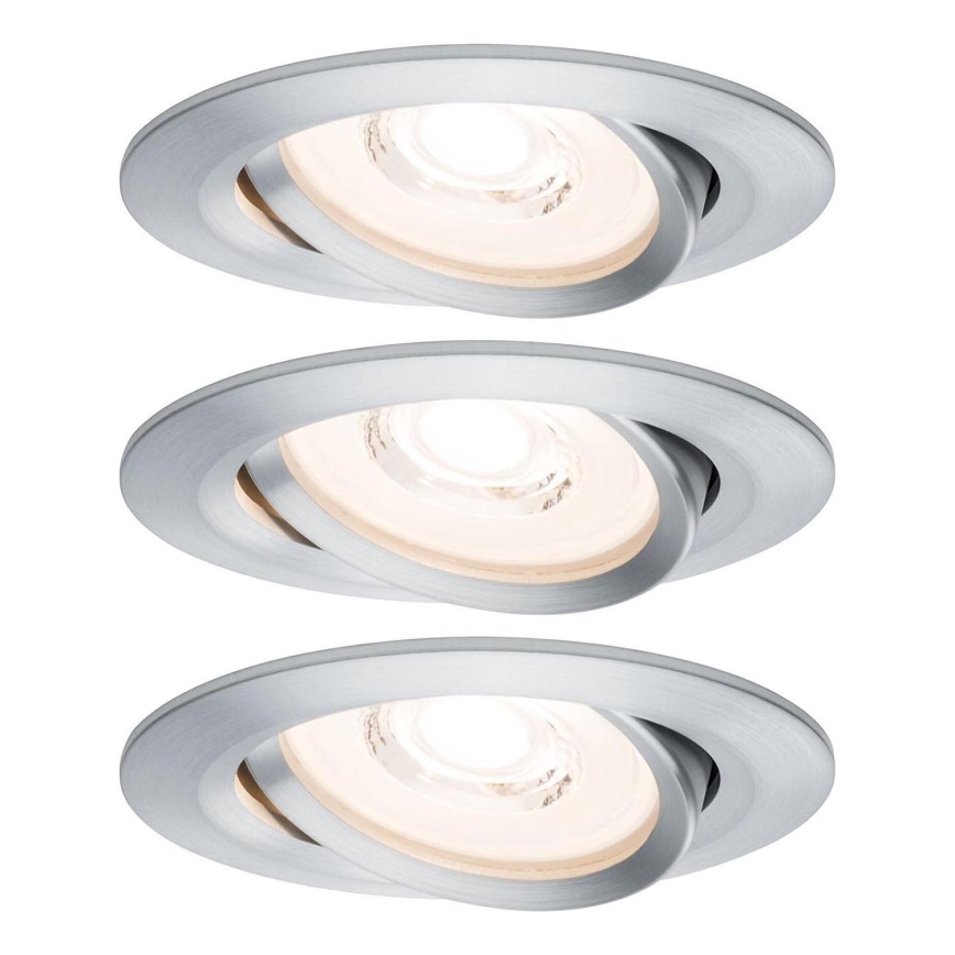 Paulmann 93943 - Lot de 3 spots encastrables LED 6,8 W IP23 dimmables pour salle de bains COIN 230 V