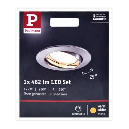 Paulmann 93963 - LED/7W IP23 Plafonnier de salle de bain à intensité variable COIN 230V