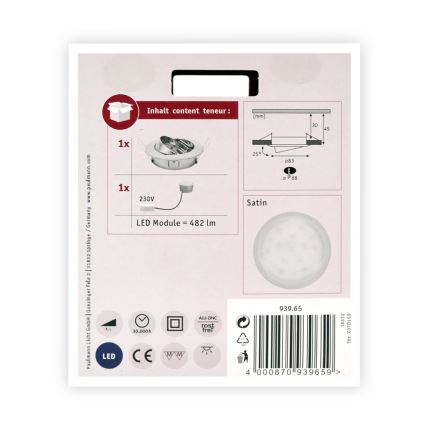 Paulmann 93965 - Spot à intensité variable salle de bain LED/7W COIN 230V