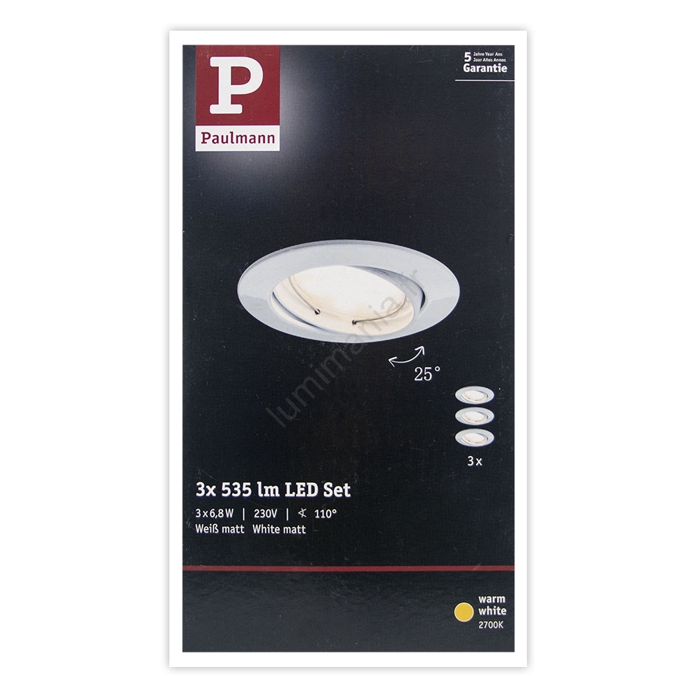 Paulmann 93978 - LOT 3x LED/6,8W IP23 Spot encastrable salle de bain ...