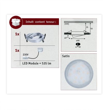 Paulmann 93983 - LED/6,8W IP23 Spot encastrable salle de bain COIN 230V