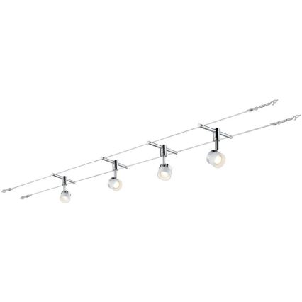 Paulmann 94080 - Ensemble 4xLED/4,8W Système complet à câbles STAGE 230V chrome brillant