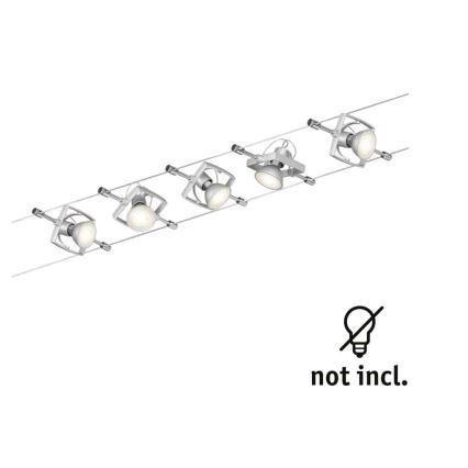 Paulmann 94133 - Pack de 5 GU5.3/10 W, système complet sur câble MAC 230 V, chrome mat