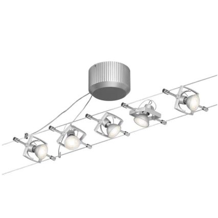 Paulmann 94133 - Pack de 5 GU5.3/10 W, système complet sur câble MAC 230 V, chrome mat