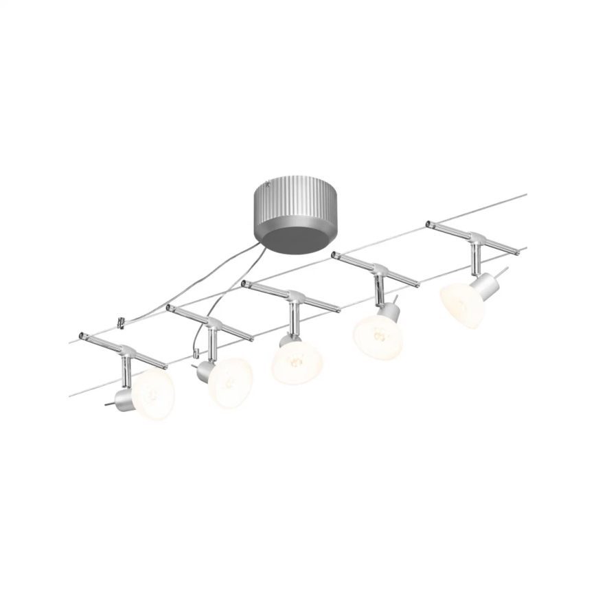 Paulmann 94136 - Kit 5x GU5,3/10W, système d'éclairage complet sur câble SHEELA 230V, finition chrome brillant