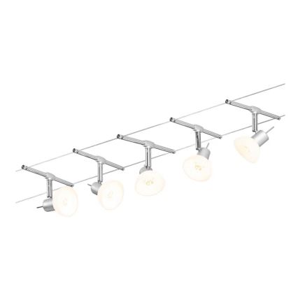 Paulmann 94136 - Kit 5x GU5,3/10W, système d'éclairage complet sur câble SHEELA 230V, finition chrome brillant
