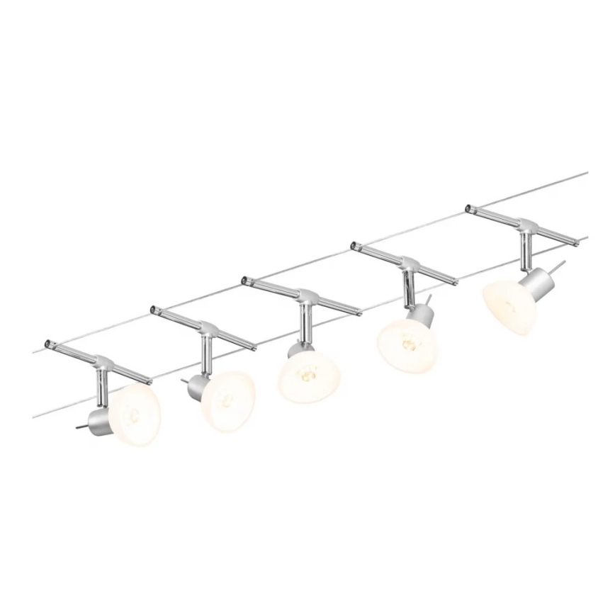 Paulmann 94136 - Kit 5x GU5,3/10W, système d'éclairage complet sur câble SHEELA 230V, finition chrome brillant