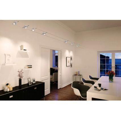 Paulmann 94152 - KIT 7x GU5,3/10W Système complet sur câble MAC 230V chrome mat