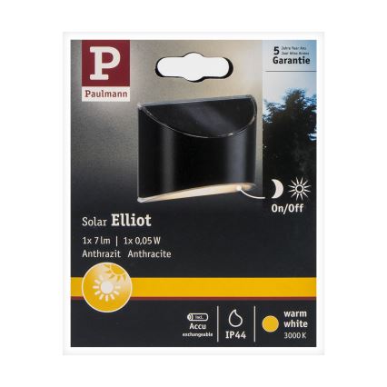 Paulmann 94233 - LED/0,05W IP44 Applique murale solaire ELLIOT 1,2V 400 mAh