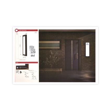 Paulmann 94257 - Numéro de maison avec détecteur LED/19W IP44 230V