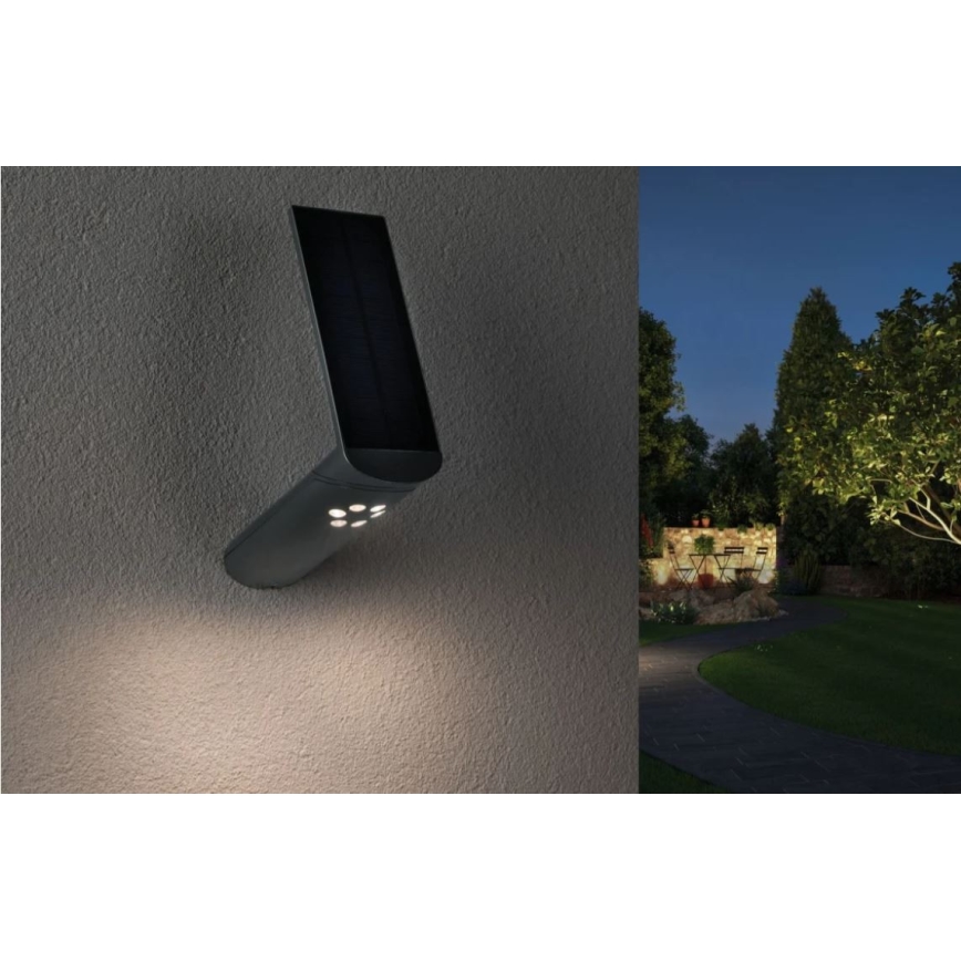 Paulmann 94261 - LED/1,2W IP44 Applique murale solaire avec détecteur ILIAS 3,7V 1800 mAh