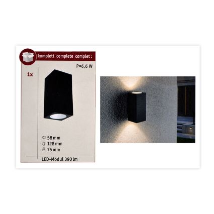 Paulmann 94328 - Applique murale extérieur 2xLED/2,8W IP44 FLAME 230V anthracite