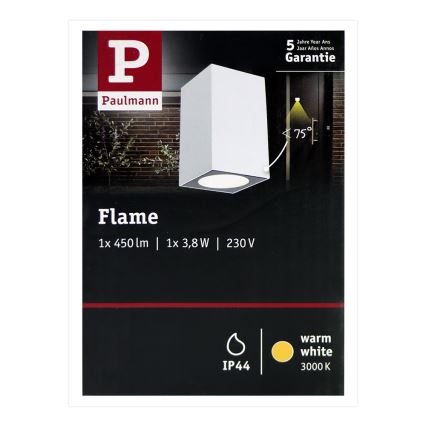 Paulmann 94329 - Applique murale extérieur LED/3,8W IP44 FLAME 230V blanche