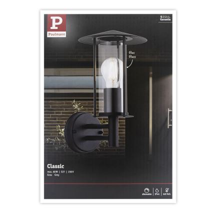 Paulmann 94398 - 1xE27/60W IP44 Applique murale d