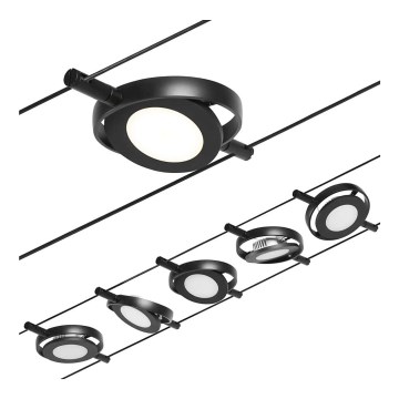 Paulmann 94418 - Ensemble 5xLED/4,5W : système complet sur câble ROUNDMAC 230V, noir