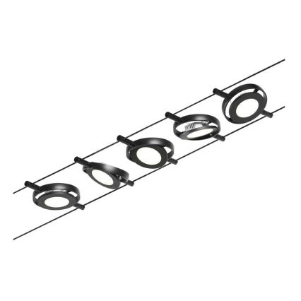 Paulmann 94418 - Ensemble 5xLED/4,5W : système complet sur câble ROUNDMAC 230V, noir