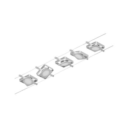 Paulmann 94420 - Ensemble de 5 LED 4,5 W, système complet de suspension sur câble MAC 230 V, chrome mat