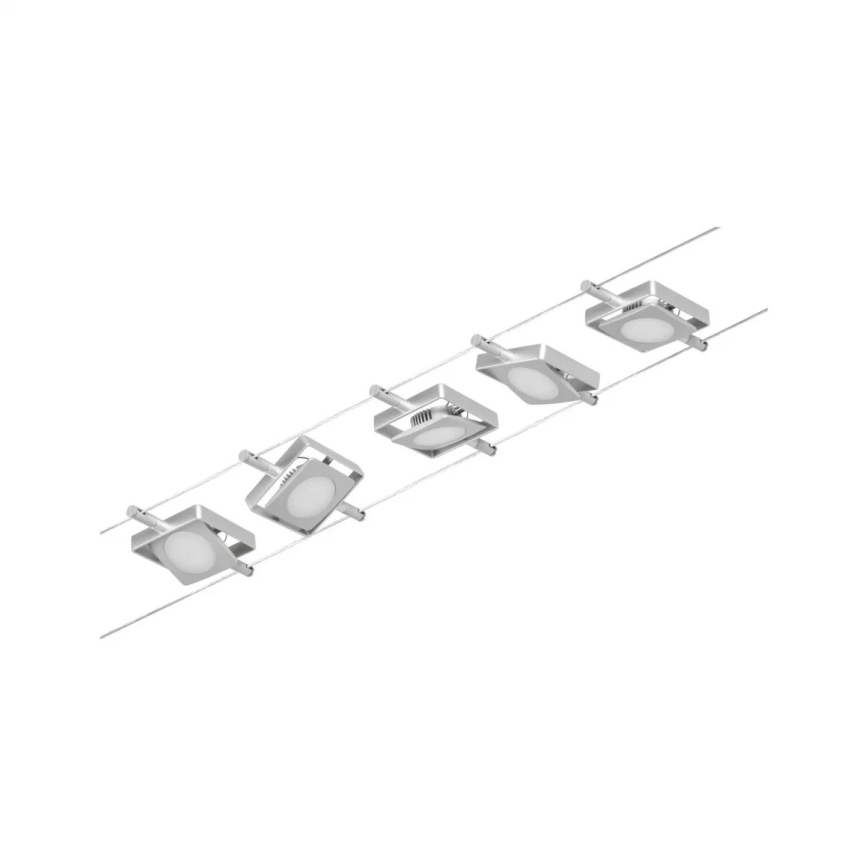 Paulmann 94420 - Ensemble de 5 LED 4,5 W, système complet de suspension sur câble MAC 230 V, chrome mat
