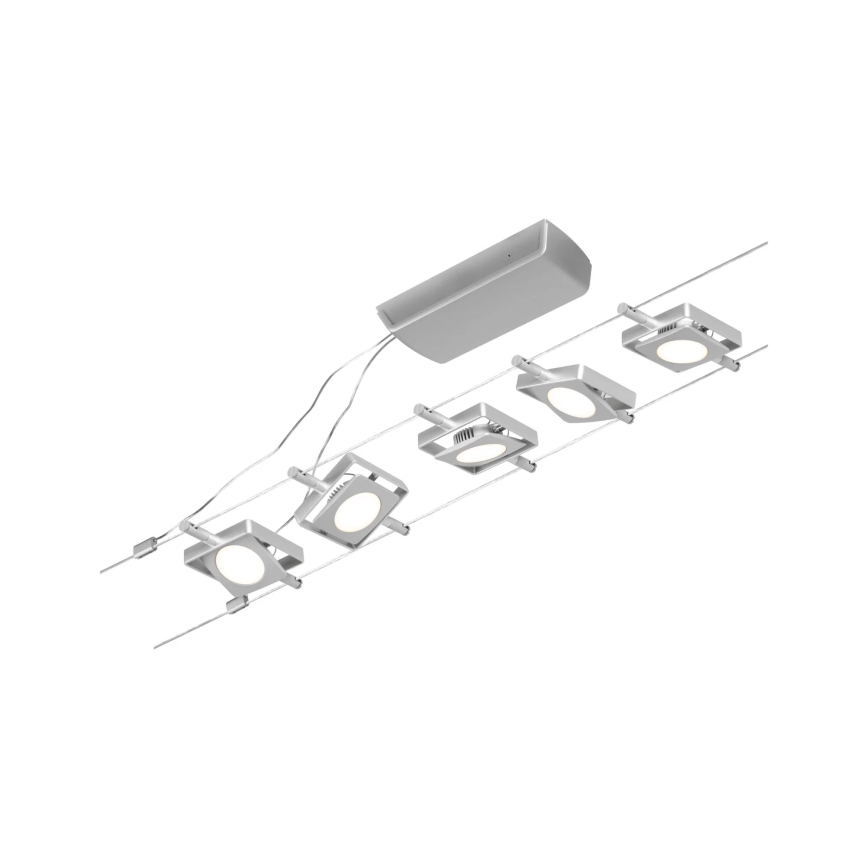 Paulmann 94420 - Ensemble de 5 LED 4,5 W, système complet de suspension sur câble MAC 230 V, chrome mat
