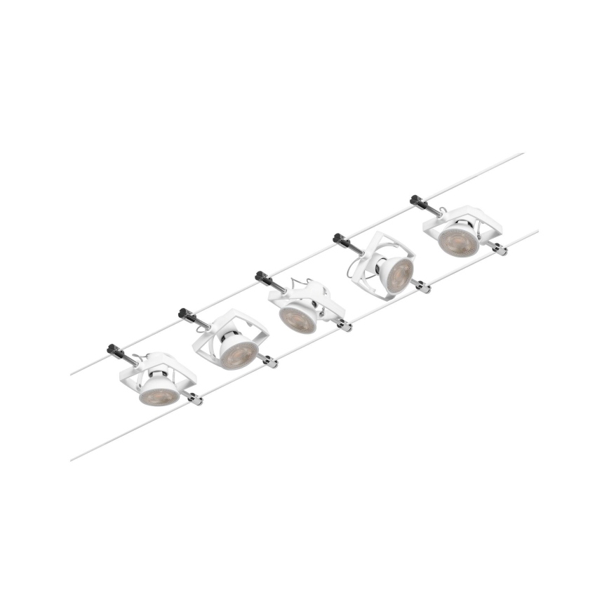 Paulmann 94432 - ENSEMBLE 5xGU5,3/10W Système complet sur câble MAC 230V blanc