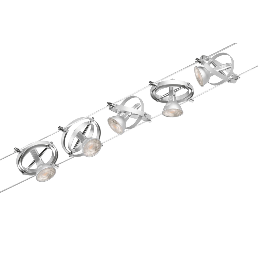 Paulmann 94436 - Kit 5xGU5,3/10W Système complet sur câble CARDAN 230V chrome mat