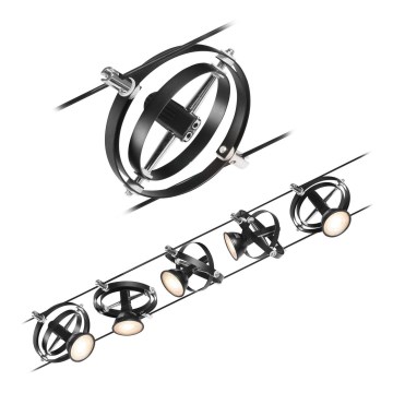 Paulmann 94440 - Ensemble 5xGU5,3/10W système complet sur câble CARDAN 230V, noir