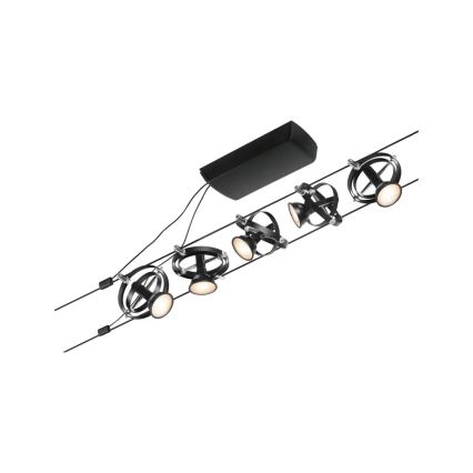 Paulmann 94440 - Ensemble 5xGU5,3/10W système complet sur câble CARDAN 230V, noir