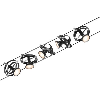 Paulmann 94440 - LOT 5xGU5,3/10W Spot pour système de rail CARDAN 230V noir