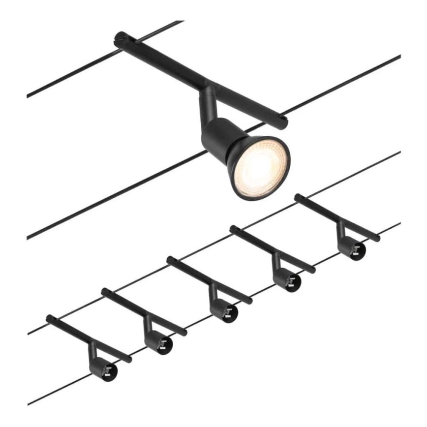 Paulmann 94446 - LOT 5xGU5,3/10W Spot pour système de câble SALT 230V noir