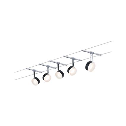 Paulmann 94457 - Ensemble 5x LED/4W Système complet sur câble CLEAR 230 V noir/chrome brillant