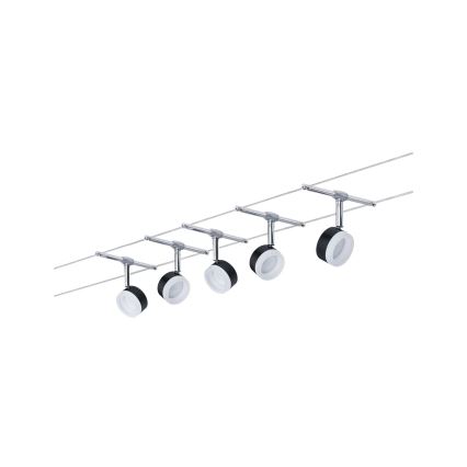 Paulmann 94457 - Ensemble 5x LED/4W Système complet sur câble CLEAR 230 V noir/chrome brillant