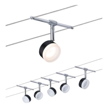 Paulmann 94457 - ENSEMBLE de 5 spots LED (5 x 4 W) pour système à câbles CLEAR, 230 V, noir/chrome brillant