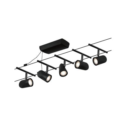 Paulmann 94469 - Kit complet 5xGU5,3/10W, système sur câble CUP 230V, noir