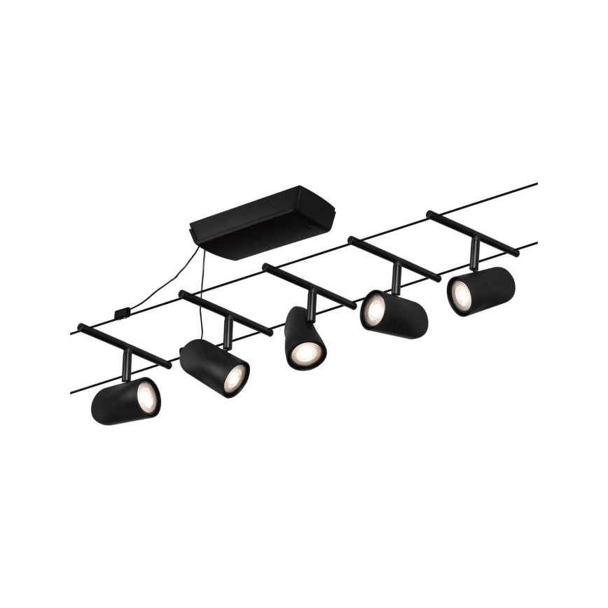 Paulmann 94469 - Kit complet 5xGU5,3/10W, système sur câble CUP 230V, noir